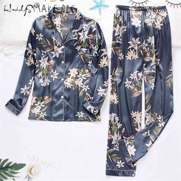 women silk satin long sleeve trousers pajamas button-down printing sleepwear loungewear women's set pyjamas mujer 210325, Black;red
women silk satin long sleeve trousers pajamas button-down printing sleepwear loungewear women's set pyjamas mujer 210325, Black;red