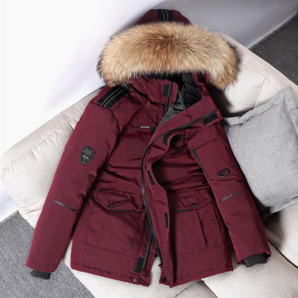 men's down & parkas -30 degree winter duck jacket mid-length outdoor large fur collar thick coat snow overcoat for men, Black
men's down & parkas -30 degree winter duck jacket mid-length outdoor large fur collar thick coat snow overcoat for men, Black