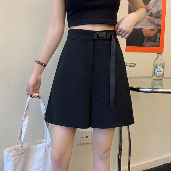 women's shorts black summer skirt women high waist buckle belt casual streetwear wide leg short pants vintage harajuku loose z664, White;black
women's shorts black summer skirt women high waist buckle belt casual streetwear wide leg short pants vintage harajuku loose z664, White;black