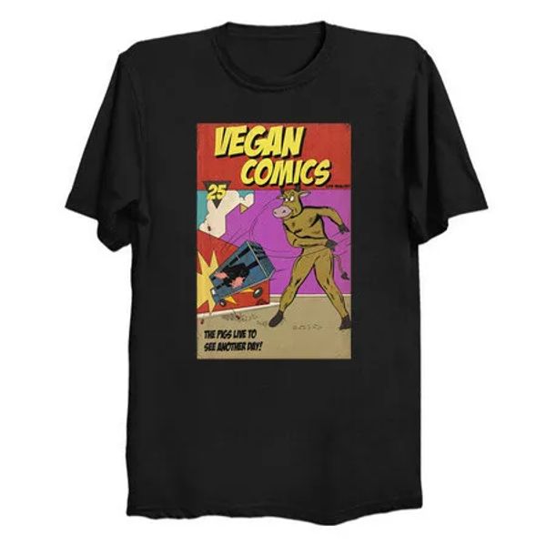 Vegan Comic Pig Cow Animal Healthy Vegetarian Lifestyle Retro Funny Black Tshirt, White;black
Vegan Comic Pig Cow Animal Healthy Vegetarian Lifestyle Retro Funny Black Tshirt, White;black
