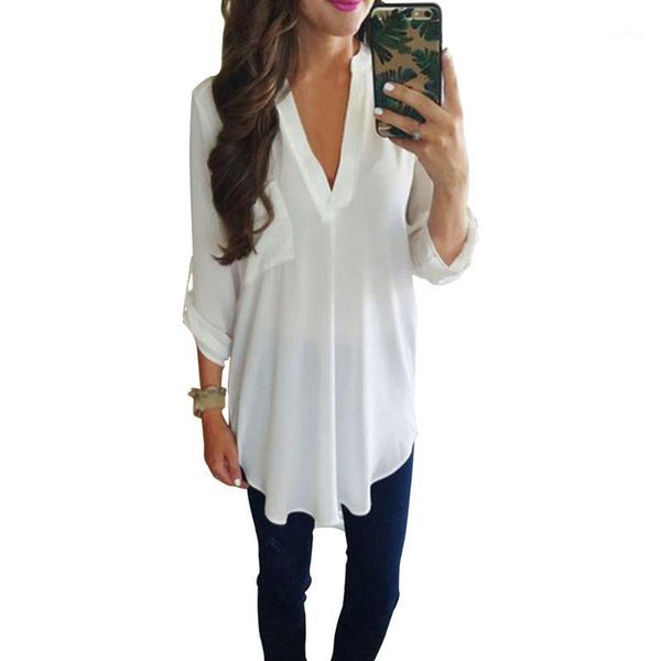 plus size casual pullover long sleeve v neck loose party with pocket summer solid chiffon tunic women blouse women's blouses & shirts, White
plus size casual pullover long sleeve v neck loose party with pocket summer solid chiffon tunic women blouse women's blouses & shirts, White