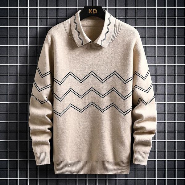 men's sweaters 2021 winter fashion sweater fake two-piece thick warm casual pullover top, White;black
men's sweaters 2021 winter fashion sweater fake two-piece thick warm casual pullover top, White;black