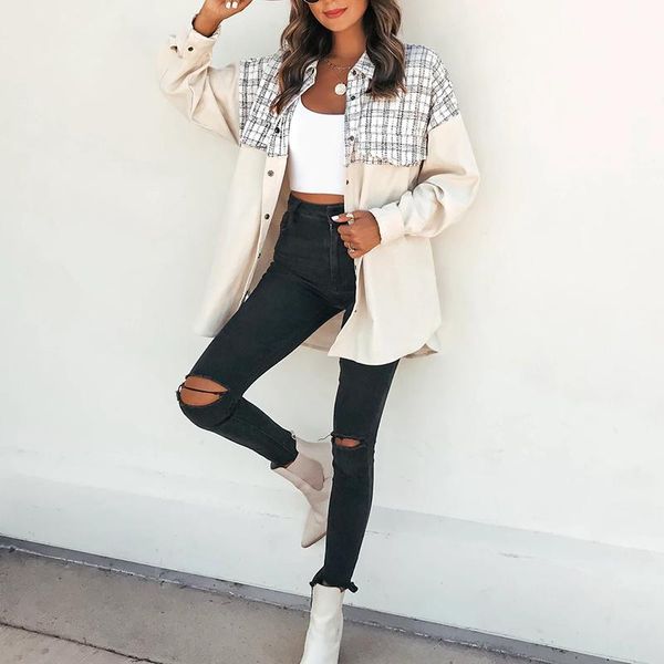 women's jackets long sleeve turn down collar retro print women casual loose plaid jacket outerwear elegant female spring autumn lapel, Black;brown
women's jackets long sleeve turn down collar retro print women casual loose plaid jacket outerwear elegant female spring autumn lapel, Black;brown