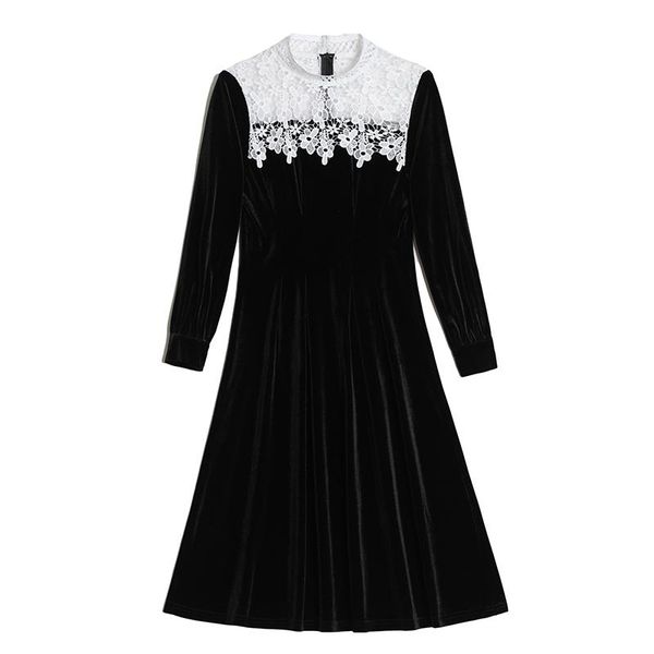 splicing lace office dress women elegant a-line long sleeve ukraine autumn style vestidos black robes plus size casual dresses, Black;gray
splicing lace office dress women elegant a-line long sleeve ukraine autumn style vestidos black robes plus size casual dresses, Black;gray