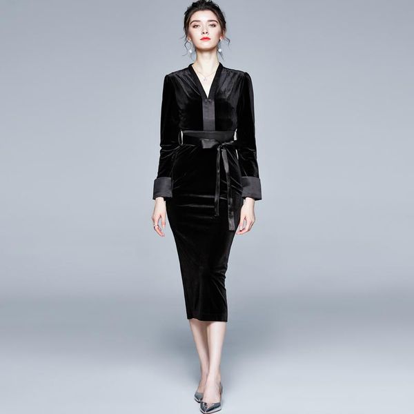 casual dresses elegant lady long sleeve autumn winter midi straight velvet dress women designers plus size vintage party robe femme vestidos, Black;gray
casual dresses elegant lady long sleeve autumn winter midi straight velvet dress women designers plus size vintage party robe femme vestidos, Black;gray