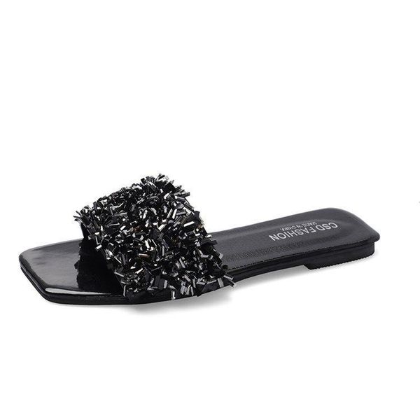 slippers summer fashion sequins rhinestone women open-toed sandals non-slip flat beach shoes, Black
slippers summer fashion sequins rhinestone women open-toed sandals non-slip flat beach shoes, Black