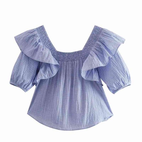 summer women square collar cascading ruffle plaid short blouse female puff sleeve shirt casual lady loose blusas s8899 210430, White
summer women square collar cascading ruffle plaid short blouse female puff sleeve shirt casual lady loose blusas s8899 210430, White