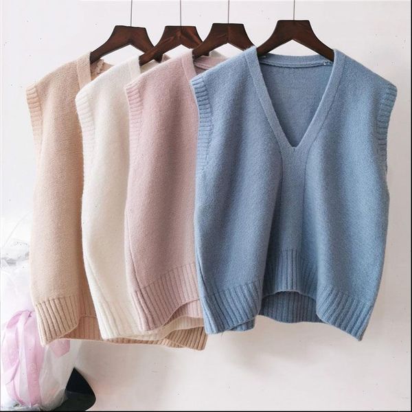 fashionable solid women sweater color v neck vest loose sleeveless simple commuter undecorated knitted femal spring, White;black
fashionable solid women sweater color v neck vest loose sleeveless simple commuter undecorated knitted femal spring, White;black
