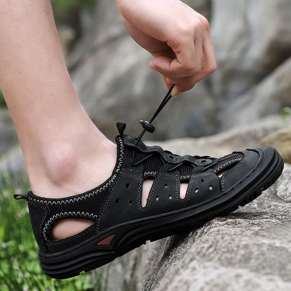 sandals summer men british fashion genuine leather beach shoes outdoor casual massage slippers flats water, Black
sandals summer men british fashion genuine leather beach shoes outdoor casual massage slippers flats water, Black