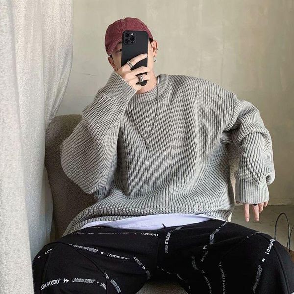 women's sweaters solid o-neck sweater men long-sleeved knitted 2021 korean fashion autumn winter retro casual loose thick trend, White;black
women's sweaters solid o-neck sweater men long-sleeved knitted 2021 korean fashion autumn winter retro casual loose thick trend, White;black