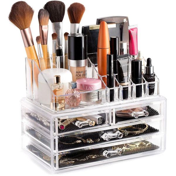 

storage boxes & bins transparent acrylic multi-layer drawer cosmetic box deskcreative jewelry case makeup organizer