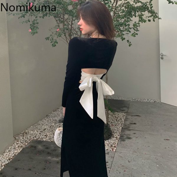 nomikuma backless bow knot design bodycon dress women contrast color patchwork long sleeve slim fit dresses vestidos mujer 3d586 210514, Black;gray
nomikuma backless bow knot design bodycon dress women contrast color patchwork long sleeve slim fit dresses vestidos mujer 3d586 210514, Black;gray