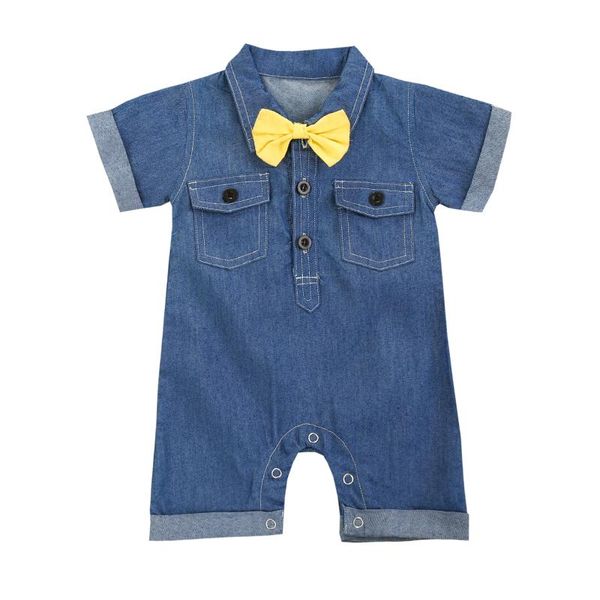 jumpsuits baby boys gentleman romper kids blue turn-down collar short sleeve jumpsuit with yellow bow-tie for summer
jumpsuits baby boys gentleman romper kids blue turn-down collar short sleeve jumpsuit with yellow bow-tie for summer
