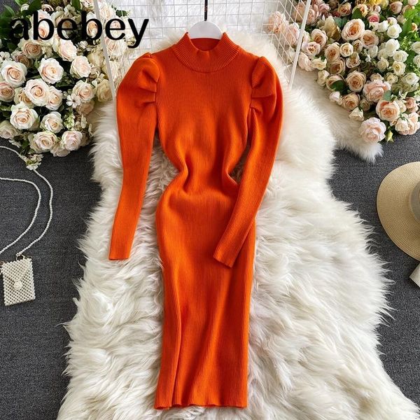 casual dresses 2021 autumn winter women knitted sweater dress slim long puff sleeve elegant pencil sheath ladies bodycon, Black;gray
casual dresses 2021 autumn winter women knitted sweater dress slim long puff sleeve elegant pencil sheath ladies bodycon, Black;gray