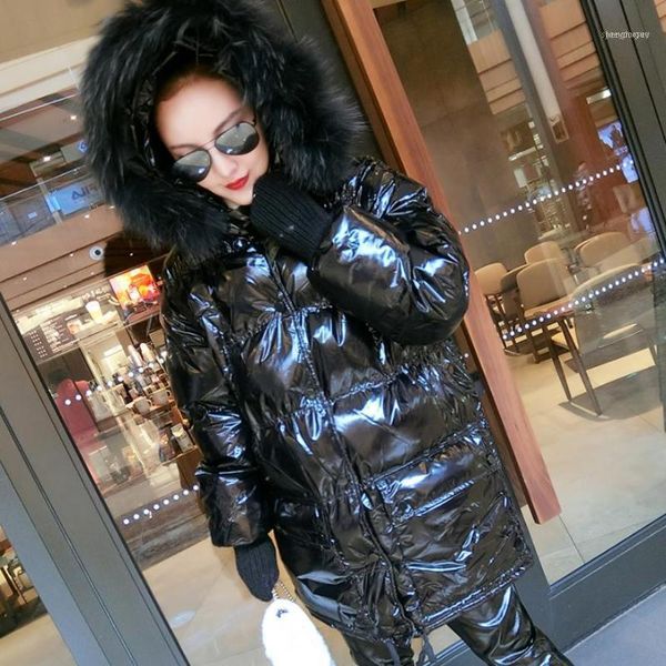 glossy waterproof winter coat women parka jackets real fur collar hooded down cotton jacket thicker warm plus size outwear l17321, Black
glossy waterproof winter coat women parka jackets real fur collar hooded down cotton jacket thicker warm plus size outwear l17321, Black