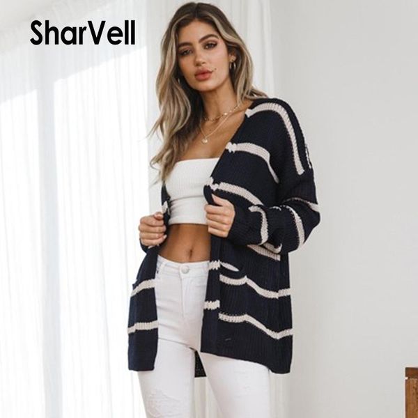 women's sweaters sharvell women v-neck cardigans sweater casual black+white striped two pockets long length open stitch loose, White;black
women's sweaters sharvell women v-neck cardigans sweater casual black+white striped two pockets long length open stitch loose, White;black