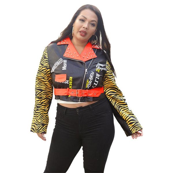 plus size outerwear & coats autumn women pu leather jacket ladies' zipper belt rivet short female color patchwork punk bomber outwear, Black
plus size outerwear & coats autumn women pu leather jacket ladies' zipper belt rivet short female color patchwork punk bomber outwear, Black