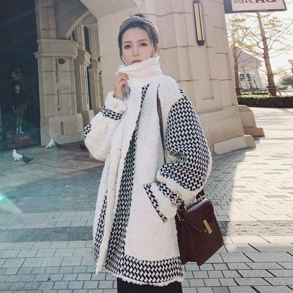 women's fur & faux elegant winter warm thick lamp plush plaid jacket overcoat women casual loose outwear coat clothes, Black
women's fur & faux elegant winter warm thick lamp plush plaid jacket overcoat women casual loose outwear coat clothes, Black