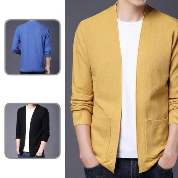men's sweaters ribbing hem stylish men solid color knitwear multi colors cardigan coat soft for business, White;black
men's sweaters ribbing hem stylish men solid color knitwear multi colors cardigan coat soft for business, White;black