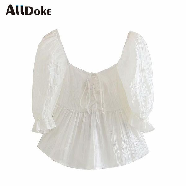 women's blouses & shirts alldoke white lace-up women square collar puff sleeve ruffles casual blusas vintage oversized backless blouse
women's blouses & shirts alldoke white lace-up women square collar puff sleeve ruffles casual blusas vintage oversized backless blouse