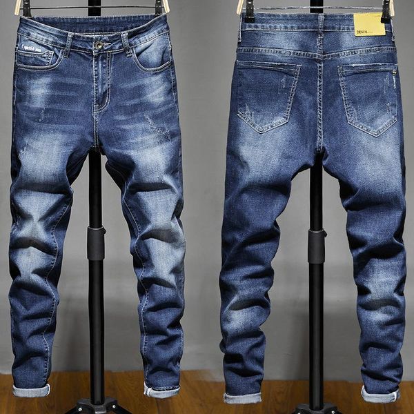 men's jeans spring and autumn korean fashion casual small straight slim trend men, Blue
men's jeans spring and autumn korean fashion casual small straight slim trend men, Blue