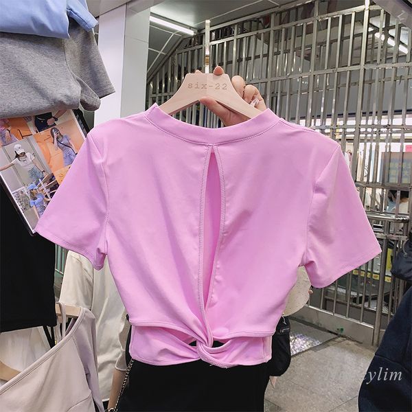 t shirt short sleeve t shirt women slim-fit backless cross bow cropped tshirt round neck all-matching high waist bottoming lady, White
t shirt short sleeve t shirt women slim-fit backless cross bow cropped tshirt round neck all-matching high waist bottoming lady, White
