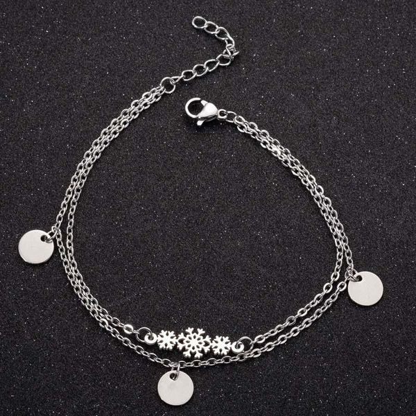 link, chain snowflake bracelets for women stainless steel double layer bracelet on hand couples woman accessories wholesale, Black 
link, chain snowflake bracelets for women stainless steel double layer bracelet on hand couples woman accessories wholesale, Black