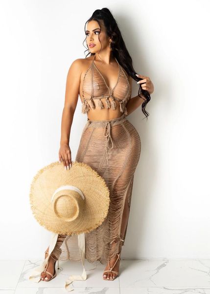 women's swimwear summer fashion trend solid color sleeveless small tassel tube knitted beach skirt suit, White;black
women's swimwear summer fashion trend solid color sleeveless small tassel tube knitted beach skirt suit, White;black