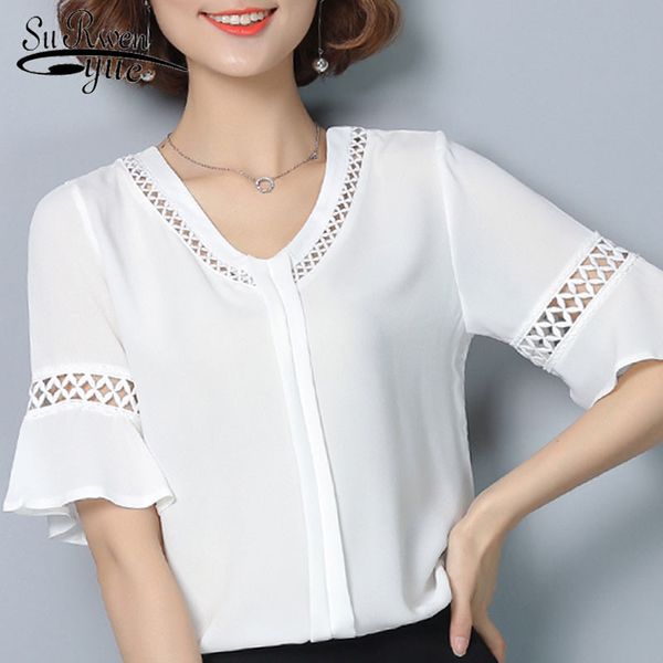 women and short chiffon blouses summer fashion women shirts v-neck blouse 3107 50 210521, White
women and short chiffon blouses summer fashion women shirts v-neck blouse 3107 50 210521, White
