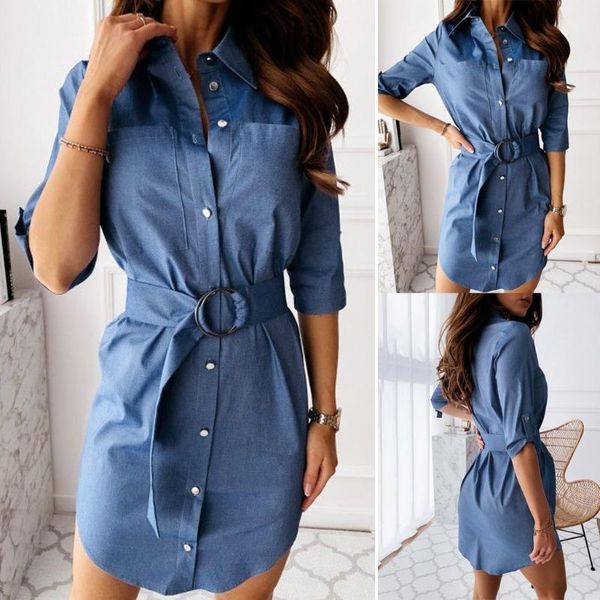 fashion women plus size denim turn down collar buttons shirt dress with belt button party slim dresses above-knee 3.23 casual, Black;gray
fashion women plus size denim turn down collar buttons shirt dress with belt button party slim dresses above-knee 3.23 casual, Black;gray