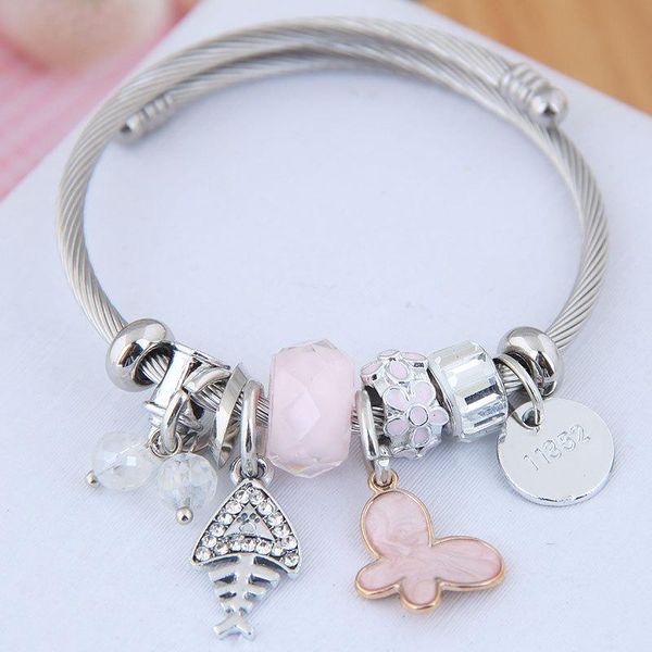 bangle diy charms beaded bracelets bangles crystal stainless titanium steel adjustable size butterfly, Black
bangle diy charms beaded bracelets bangles crystal stainless titanium steel adjustable size butterfly, Black
