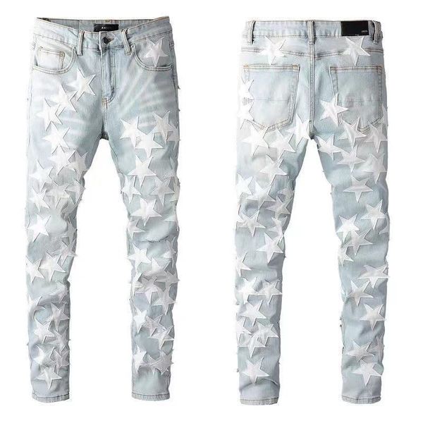 jeans fashion brand embroidery white five pointed star collage washing patch old men's high street, Blue
jeans fashion brand embroidery white five pointed star collage washing patch old men's high street, Blue