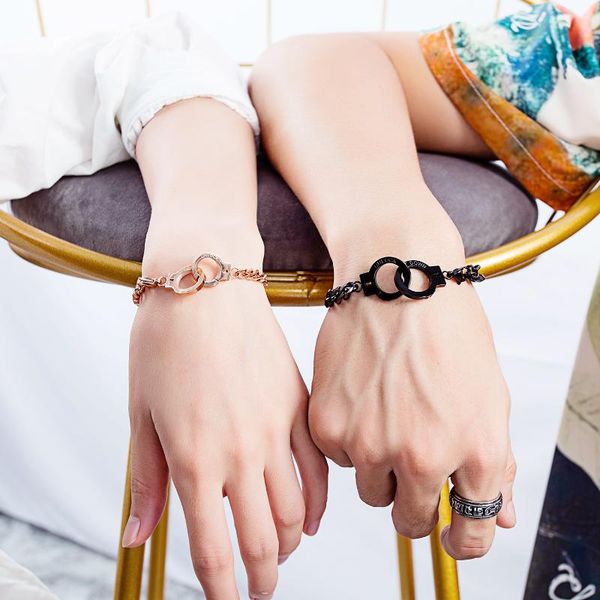 link, chain simple personality titanium steel handcuffs men and women can wear matching couple bracelets, Black
link, chain simple personality titanium steel handcuffs men and women can wear matching couple bracelets, Black