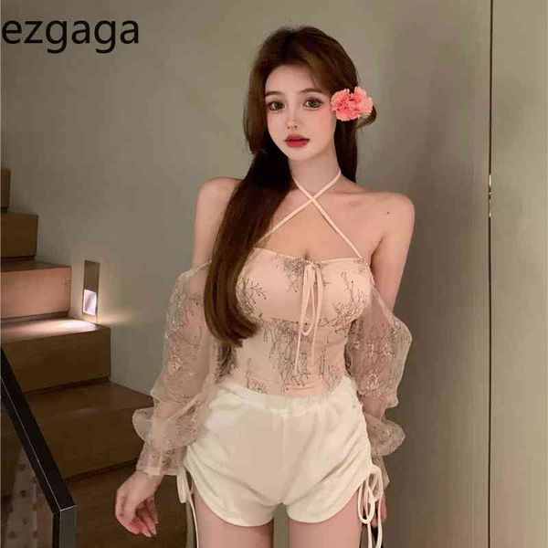 ezgaga lace patchwork blouse women summer new lace-up off shoulder backless slim korean fashion ins shirts clubwear 210430, White
ezgaga lace patchwork blouse women summer new lace-up off shoulder backless slim korean fashion ins shirts clubwear 210430, White