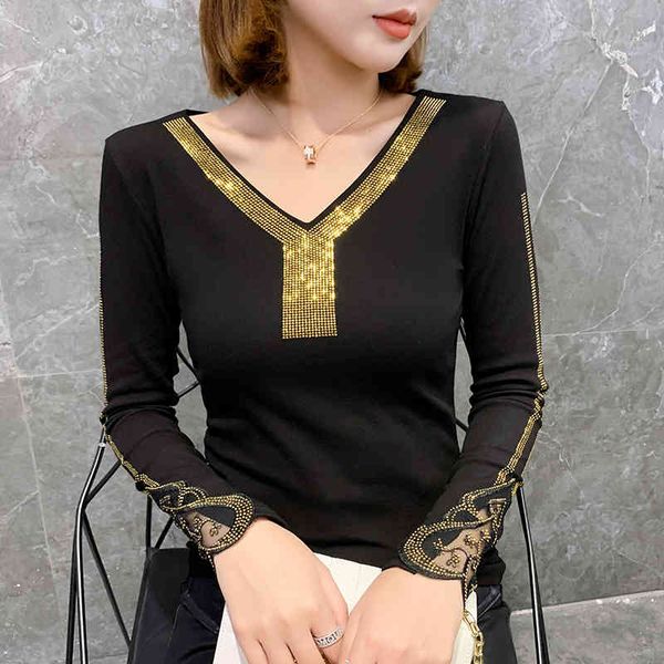 women's t-shirt spring korean clothes t-shirt fashion diamonds women ropa mujer cotton long sleeve bottoming shirt tee t, White
women's t-shirt spring korean clothes t-shirt fashion diamonds women ropa mujer cotton long sleeve bottoming shirt tee t, White