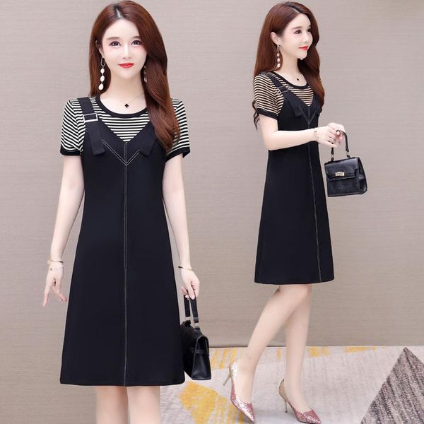 casual dresses large women's 2021 summer dress fat sister mm round neck stripe strap fake two, Black;gray
casual dresses large women's 2021 summer dress fat sister mm round neck stripe strap fake two, Black;gray