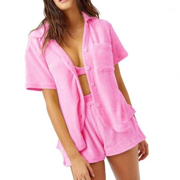 women outfit fashion short sleeve solid color single-breasted t-shirt loose shorts two pieces set homewear summer sets women's tracksui, Gray
women outfit fashion short sleeve solid color single-breasted t-shirt loose shorts two pieces set homewear summer sets women's tracksui, Gray