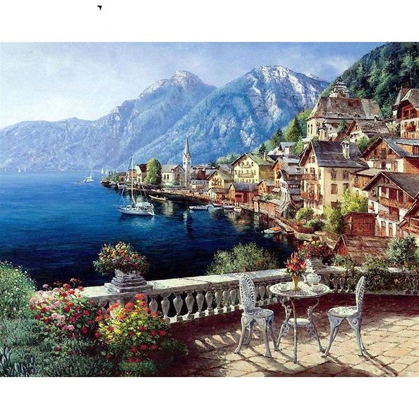 literary diy digital oil painting lakeside town balcony hanging coloring landscape canvas paintings
literary diy digital oil painting lakeside town balcony hanging coloring landscape canvas paintings