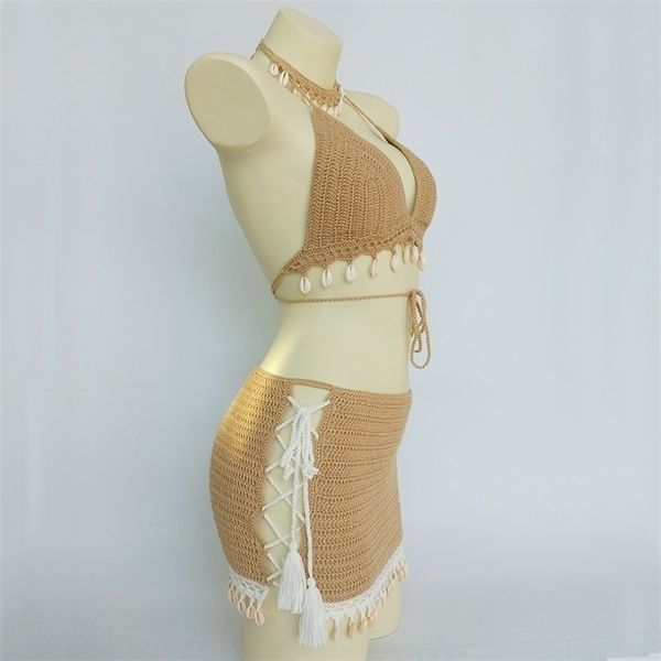 3pcs set woman crochet shell tassel bikini and seashell ankle chain beach lace see through slim mini skirt, White;black
3pcs set woman crochet shell tassel bikini and seashell ankle chain beach lace see through slim mini skirt, White;black