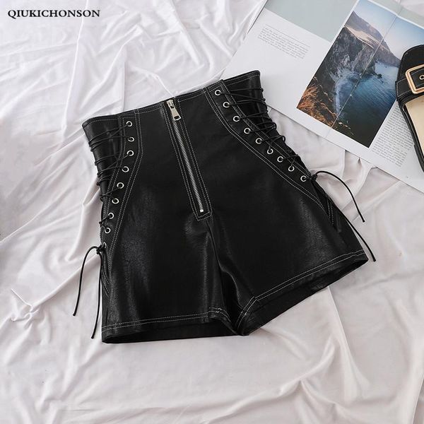 women's shorts high waisted for women vintage autumn winter ladies eyelet lace up street style leather wide leg, White;black
women's shorts high waisted for women vintage autumn winter ladies eyelet lace up street style leather wide leg, White;black