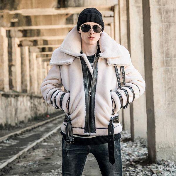 men's leather & faux winter mens double collar shearling jacket lamb fur coat men short sheepskin wool jackets plus size 5xl, Black
men's leather & faux winter mens double collar shearling jacket lamb fur coat men short sheepskin wool jackets plus size 5xl, Black