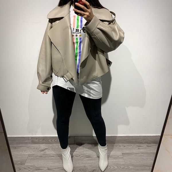 women's leather & faux ladies loose real jacket women genuine, Black
women's leather & faux ladies loose real jacket women genuine, Black