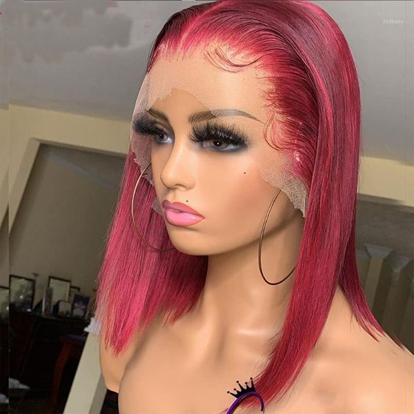 natural hairline 99j red color cut short bob colored 13*4 lace front wig synthetic wigs with baby hair for women bleached knots1, Black
natural hairline 99j red color cut short bob colored 13*4 lace front wig synthetic wigs with baby hair for women bleached knots1, Black