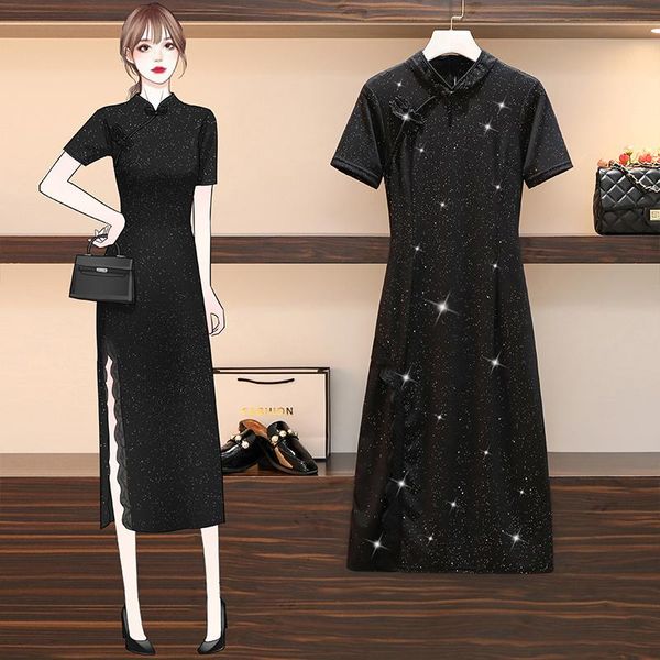 plus size dresses l-4xl women vintage cheongsam elegant dress summer 2021 side split fork lace patchwork runway long ladies black
plus size dresses l-4xl women vintage cheongsam elegant dress summer 2021 side split fork lace patchwork runway long ladies black