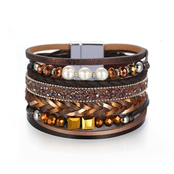 selling bohemian bracelet woven leather bracelet multi-layer wide edge hand string pearl bracelet, Black
selling bohemian bracelet woven leather bracelet multi-layer wide edge hand string pearl bracelet, Black