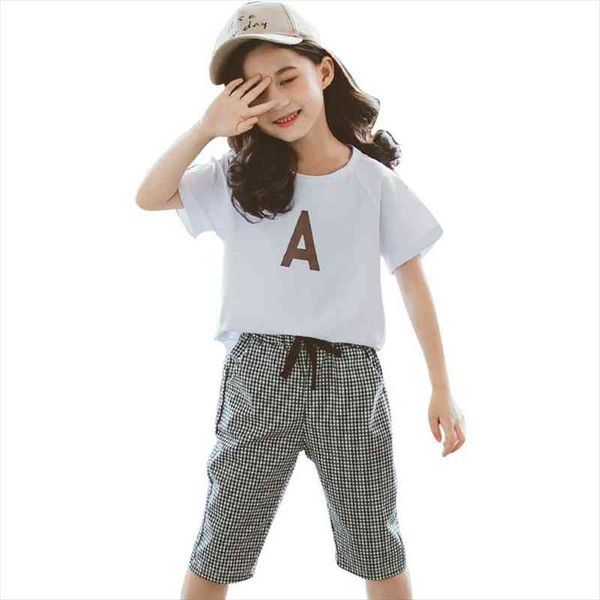 girls summer clothes letter short for plaid teenage set casual style kids tracksuit, White
girls summer clothes letter short for plaid teenage set casual style kids tracksuit, White