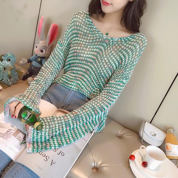 women's sweaters thin knitted spring korean style clothing fashion brand v-neck long sleeve pullover loose hollow out, White;black
women's sweaters thin knitted spring korean style clothing fashion brand v-neck long sleeve pullover loose hollow out, White;black
