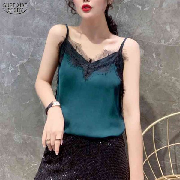 women clothing blusas mujer summer sling satin sleeveless shirts casual solid lace fashion 9750 210510, White
women clothing blusas mujer summer sling satin sleeveless shirts casual solid lace fashion 9750 210510, White