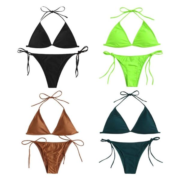 women 2 piece brazilian bikini set halter string triangle micro swimsuit neon solid color side tie high cut push up bathing one-piece s
women 2 piece brazilian bikini set halter string triangle micro swimsuit neon solid color side tie high cut push up bathing one-piece s
