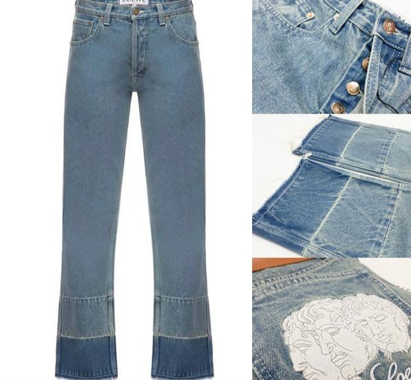women's jeans patchwork color matching head embroidery logo pattern straight bobbin pants women l1, Blue
women's jeans patchwork color matching head embroidery logo pattern straight bobbin pants women l1, Blue